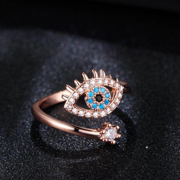 New 18K Rose Gold Evil Eye Ring - Picture 3 of 6